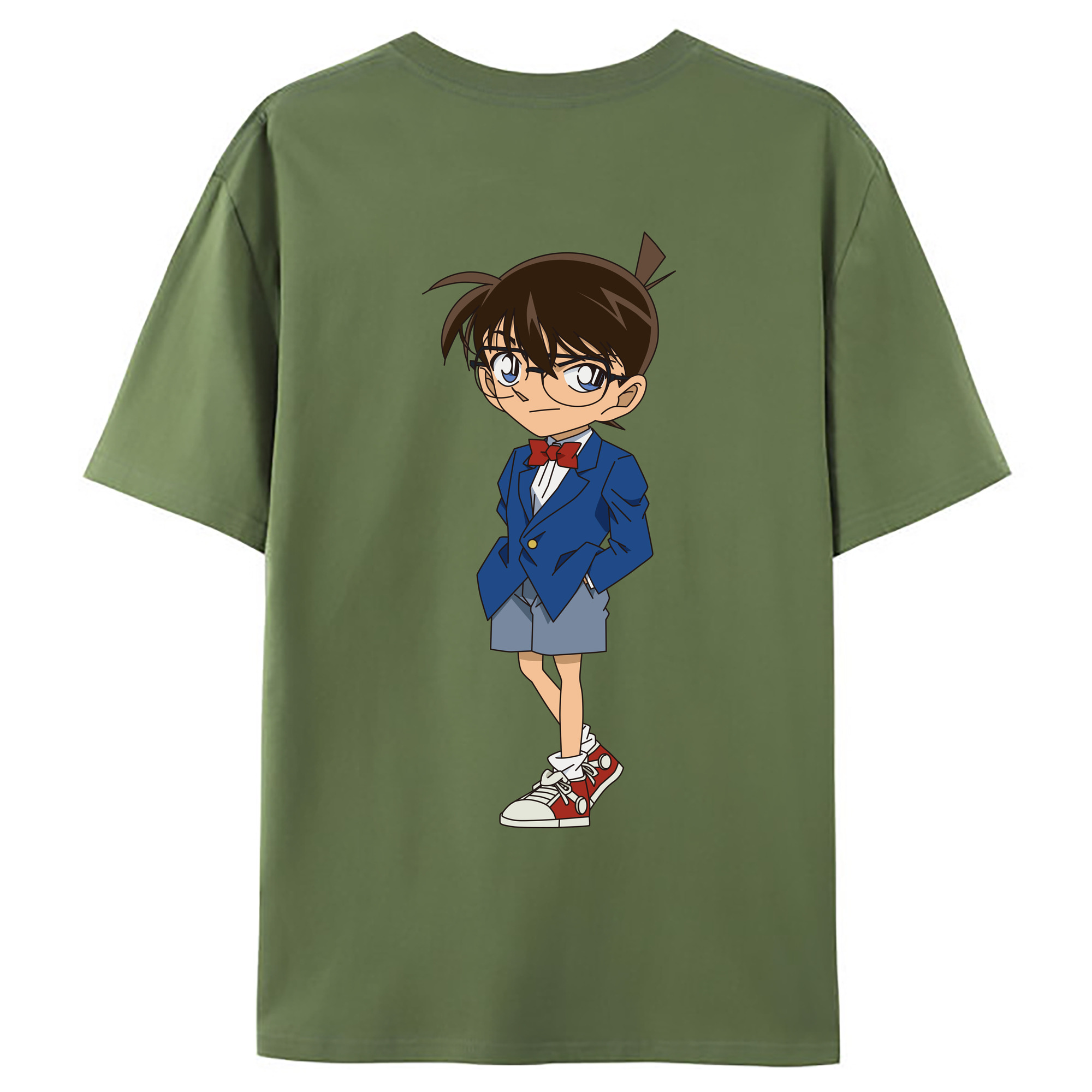 （画像用） 名探偵コナン 江戸川 コナン Detective Conan Conan Edogawa 綿100％ メンズ半袖Tシャツ（バックプリント） 通気性